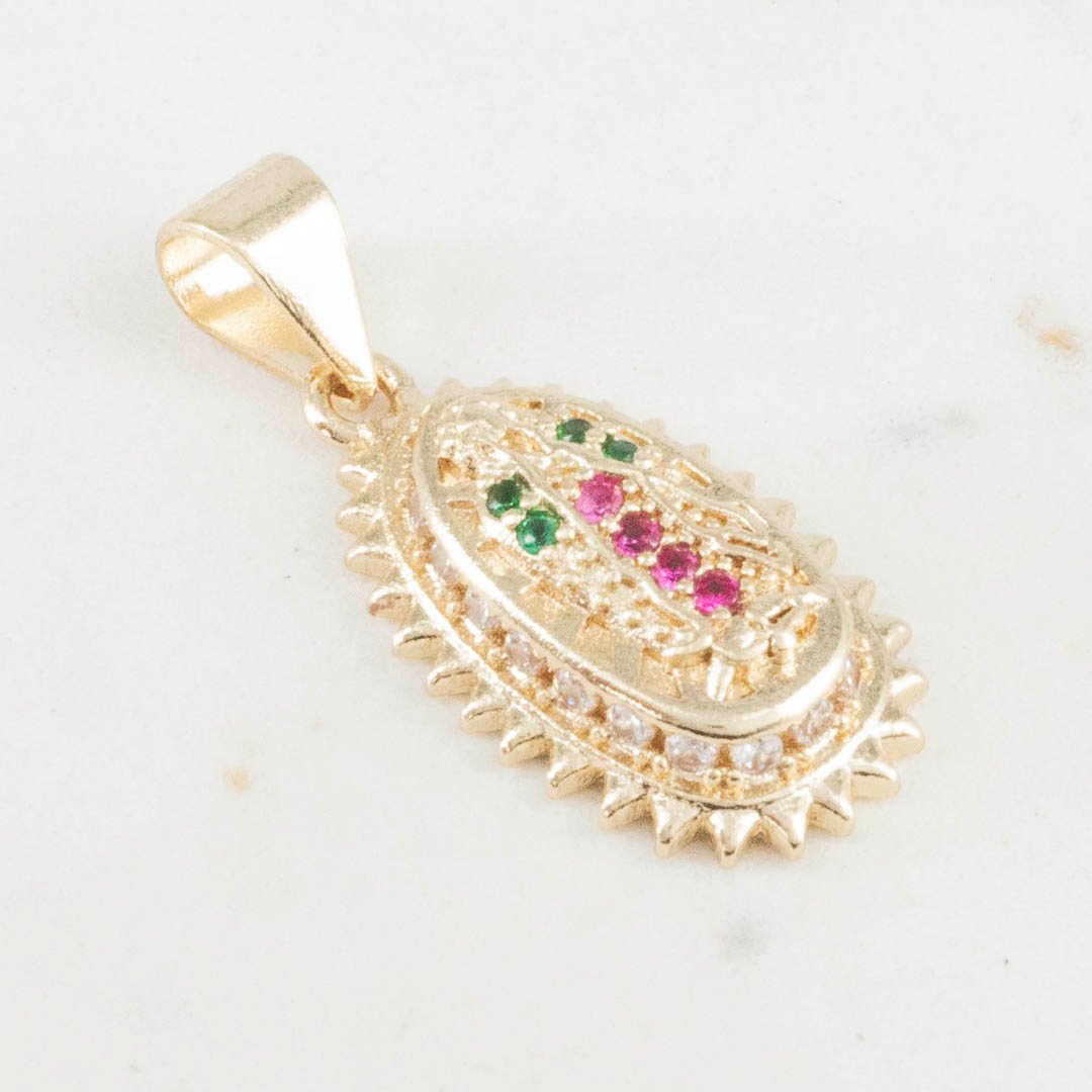 DIJE GUADALUPE CIRCONIAS COLORES 23mm x 9.5mm