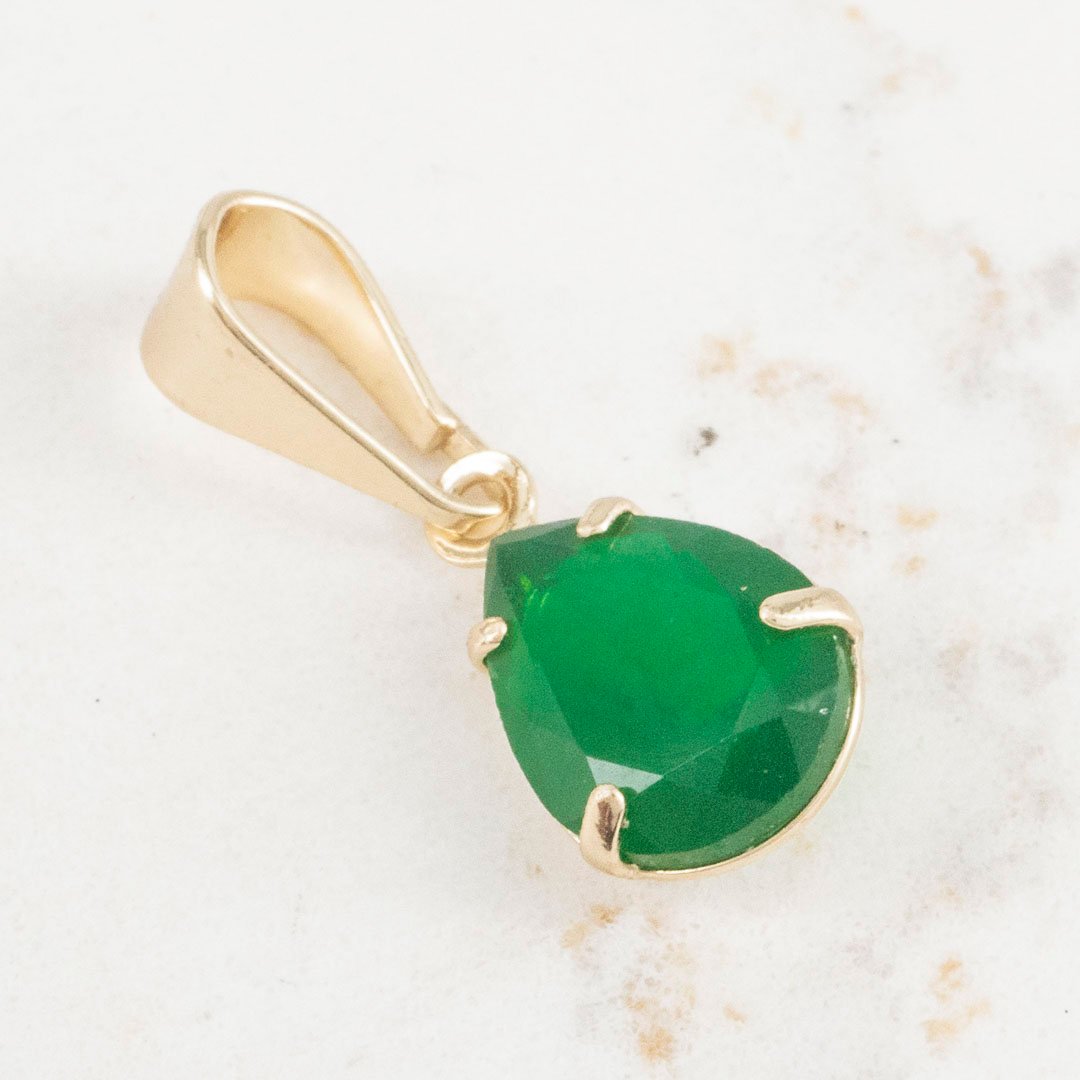 DIJE GOTA ESMERALDA 10.5mm x 6mm
