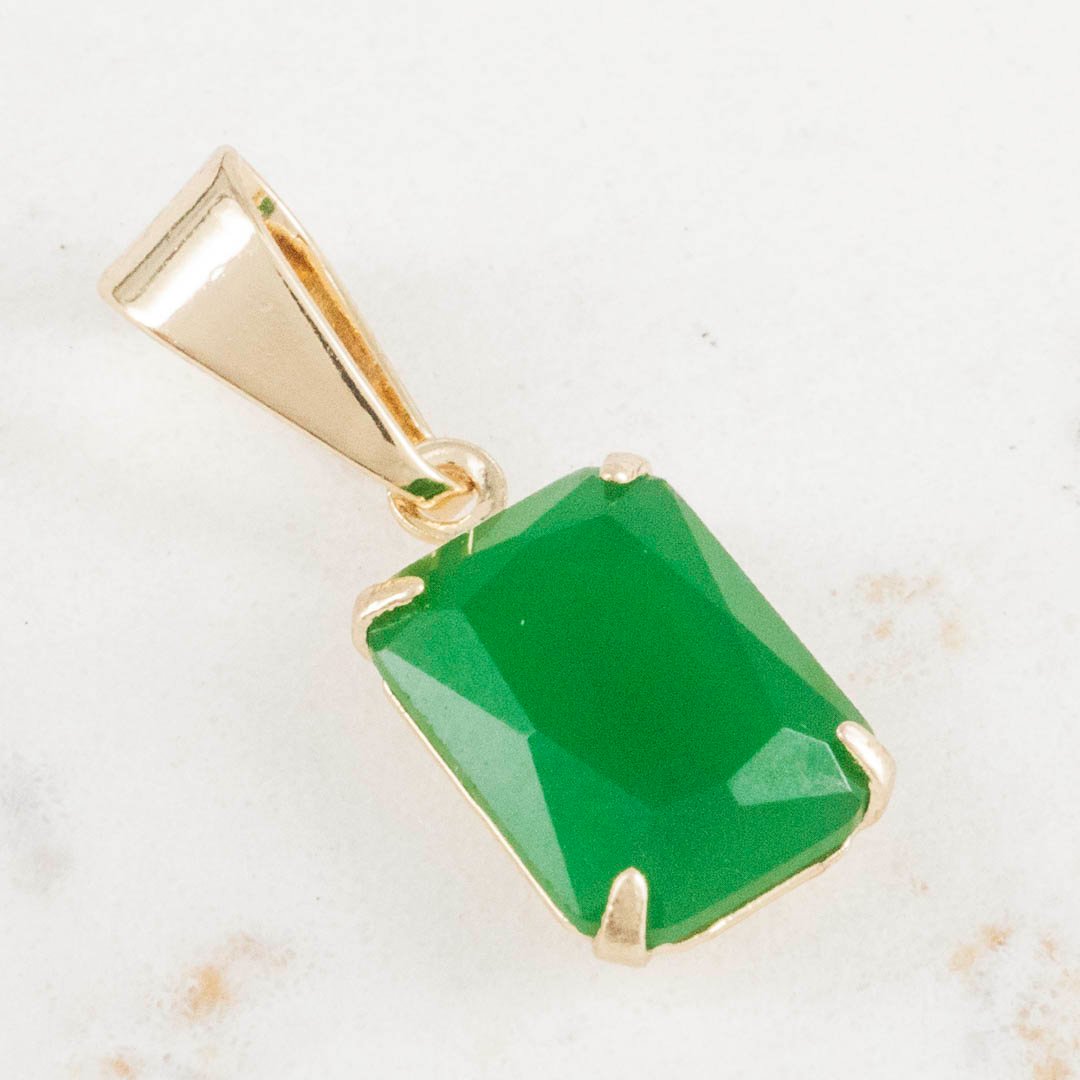 DIJE RECTANGULAR ESMERALDA 10mm x 6mm